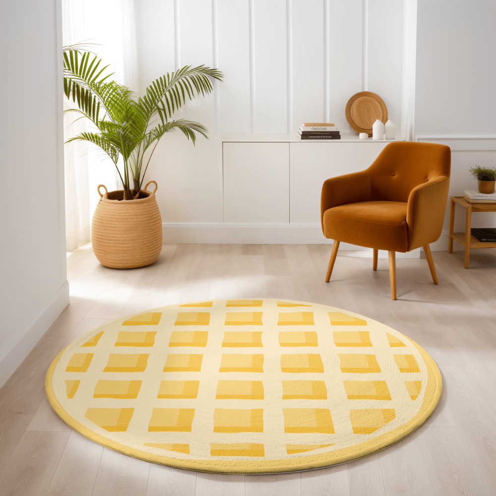 Waffle Design Round Rug