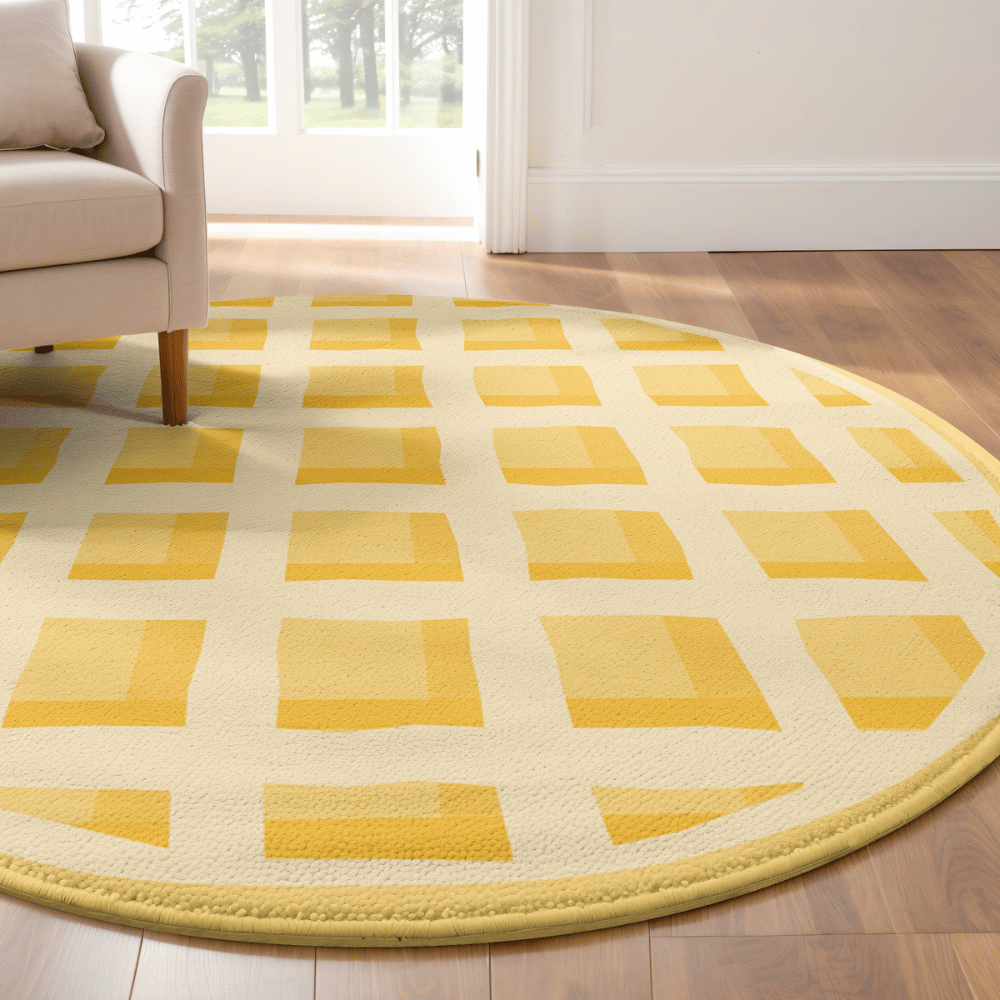 Waffle Design Round Rug