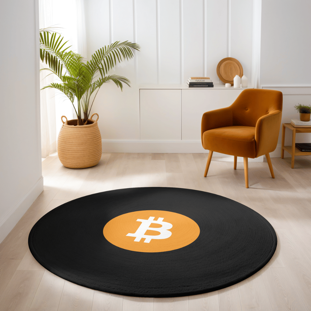 bitcoin logo crypto round rug black