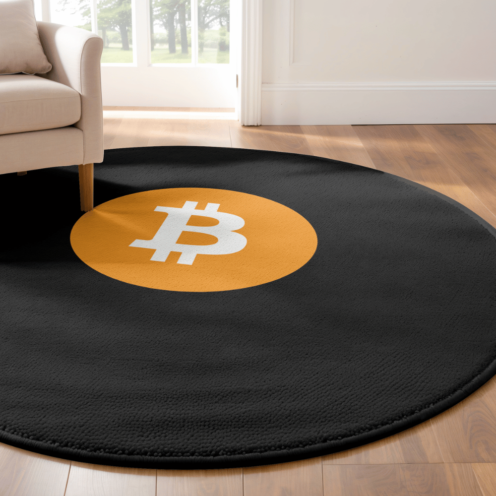 bitcoin logo crypto round rug black