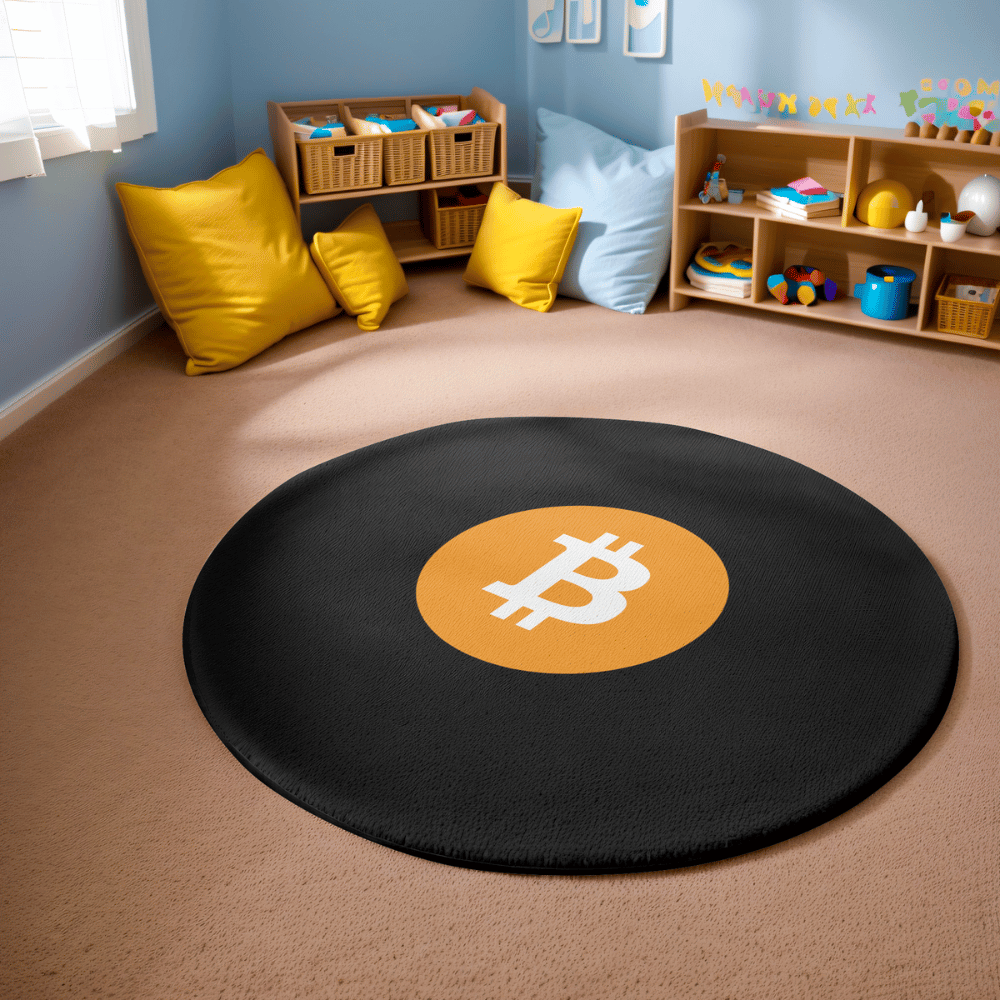 bitcoin logo crypto round rug black