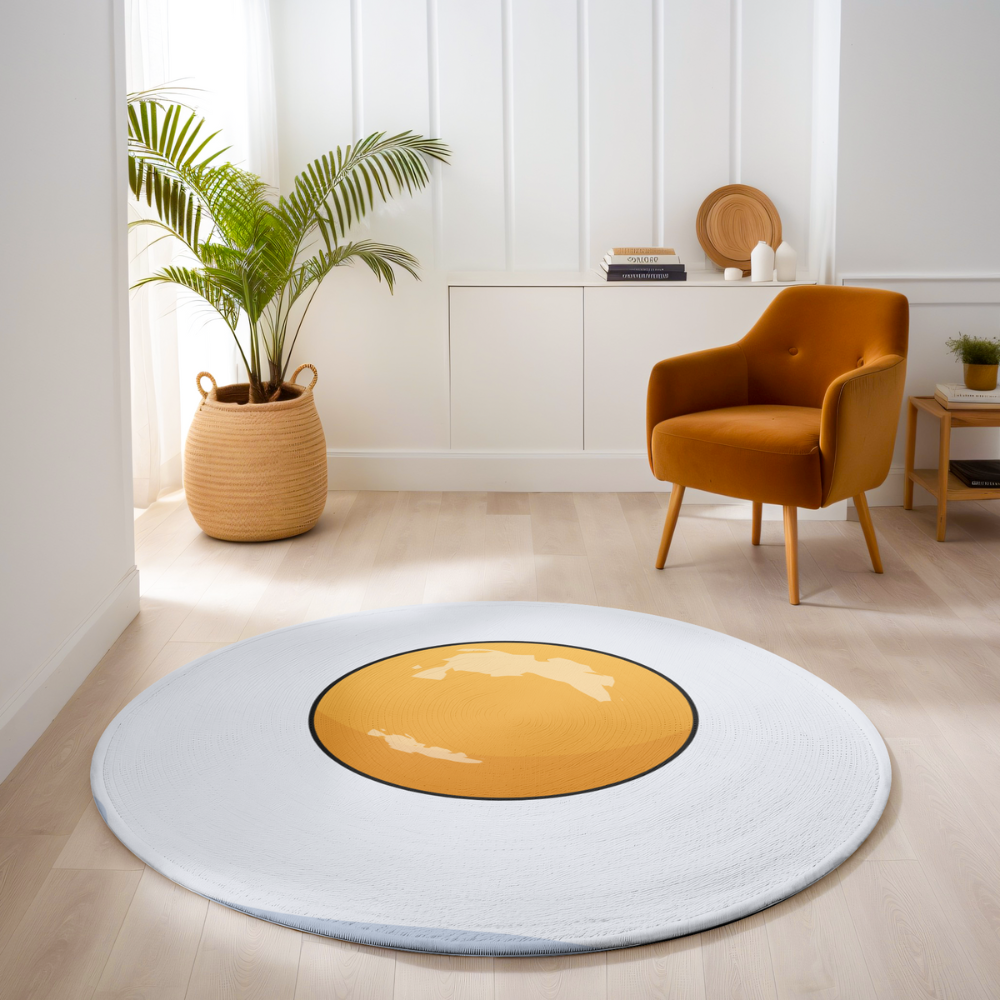 fried egg sunny side up round rug