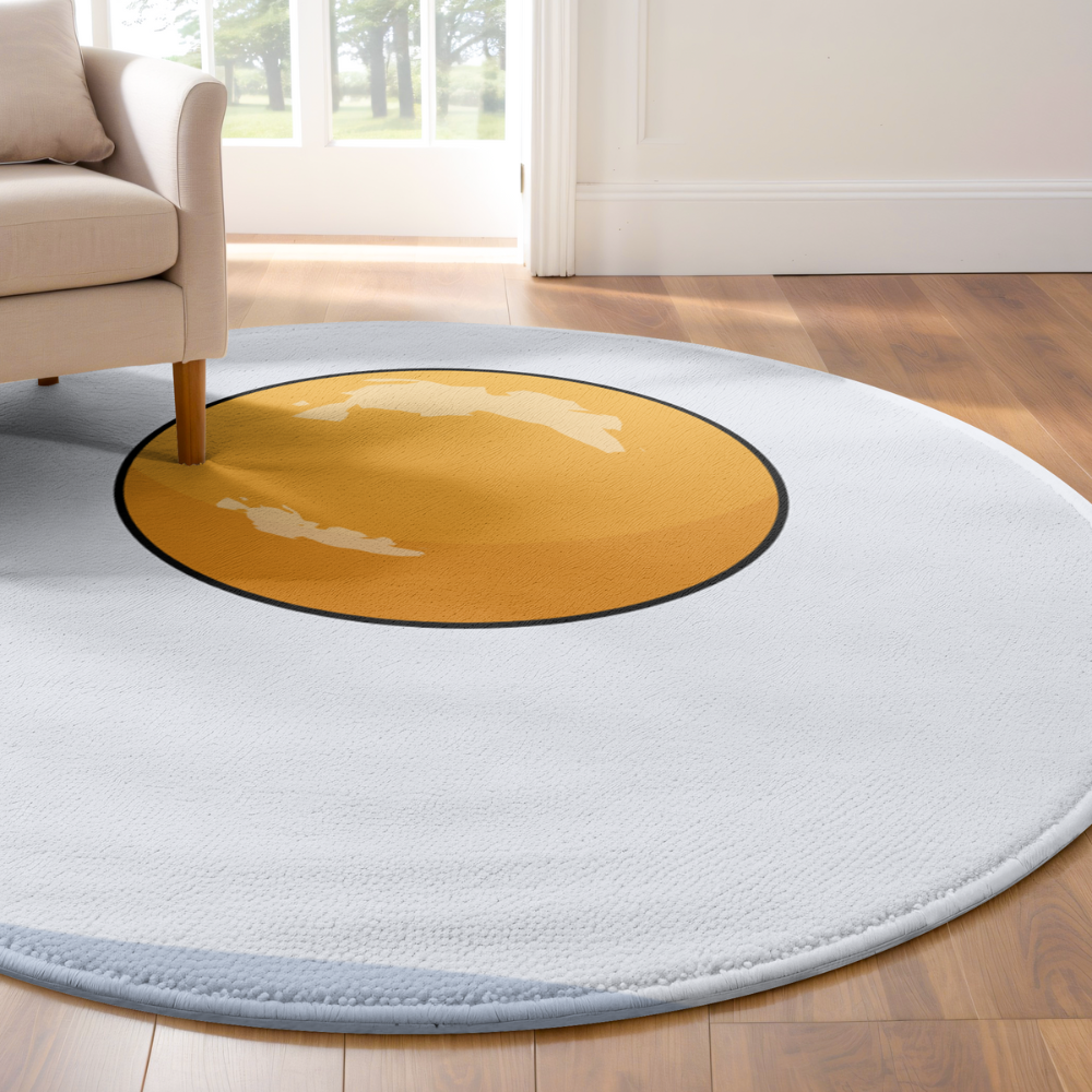 fried egg sunny side up round rug
