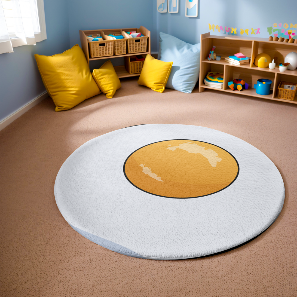 fried egg sunny side up round rug