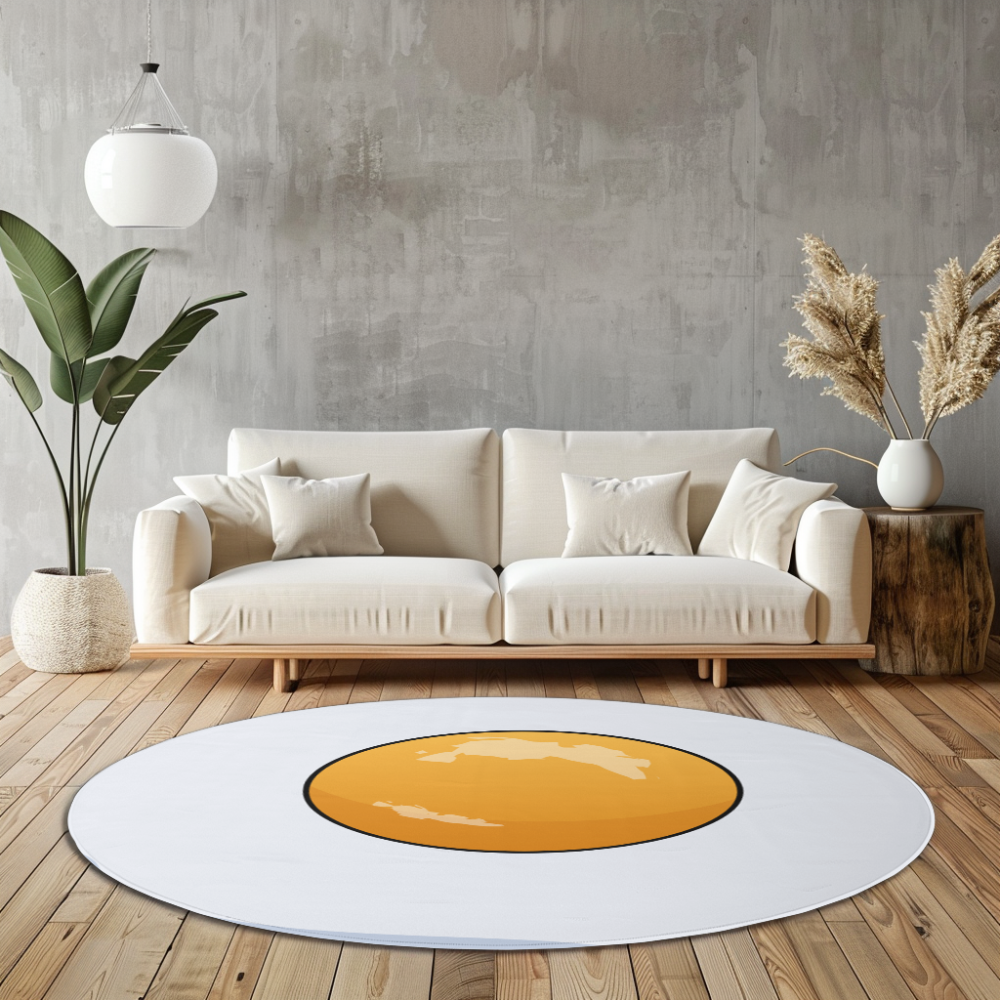 fried egg sunny side up round rug