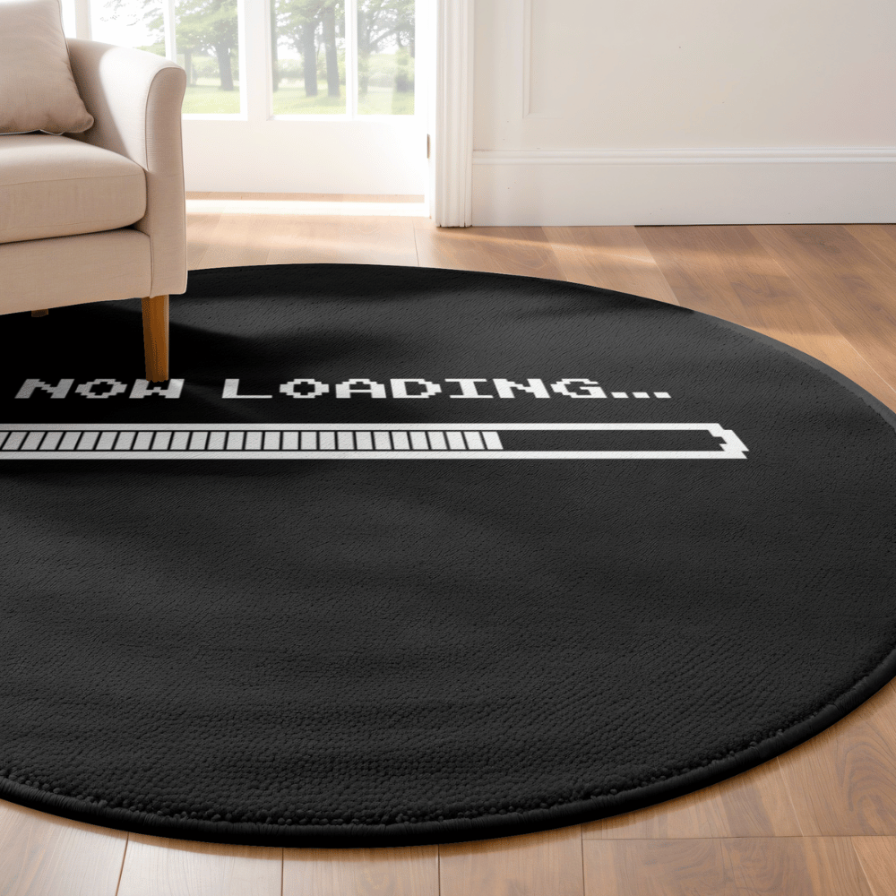 now loading gaming arcade retro round rug black