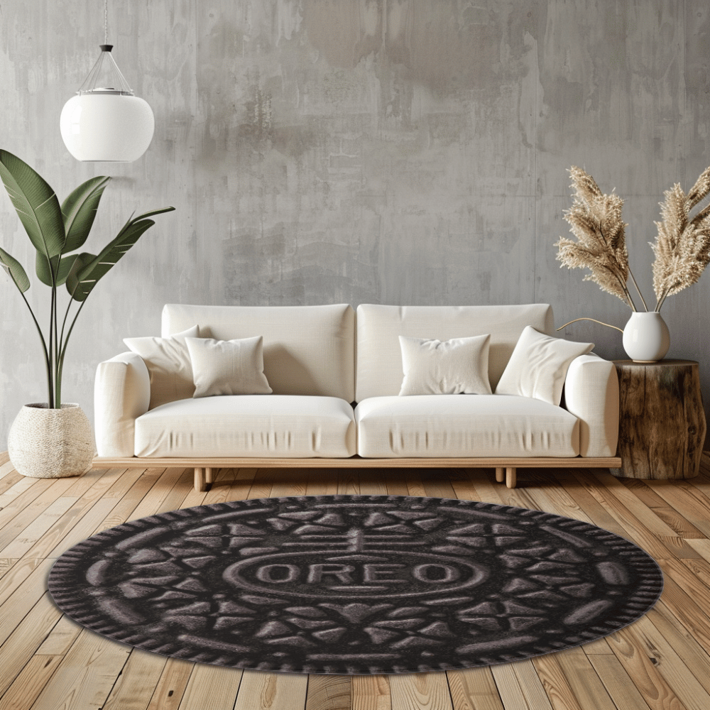Oreo-inspired cookie design round rug