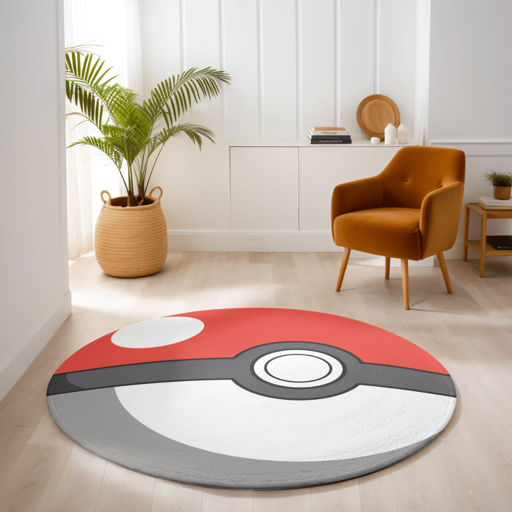 Pokemon Poke Ball Shaped Round Rug