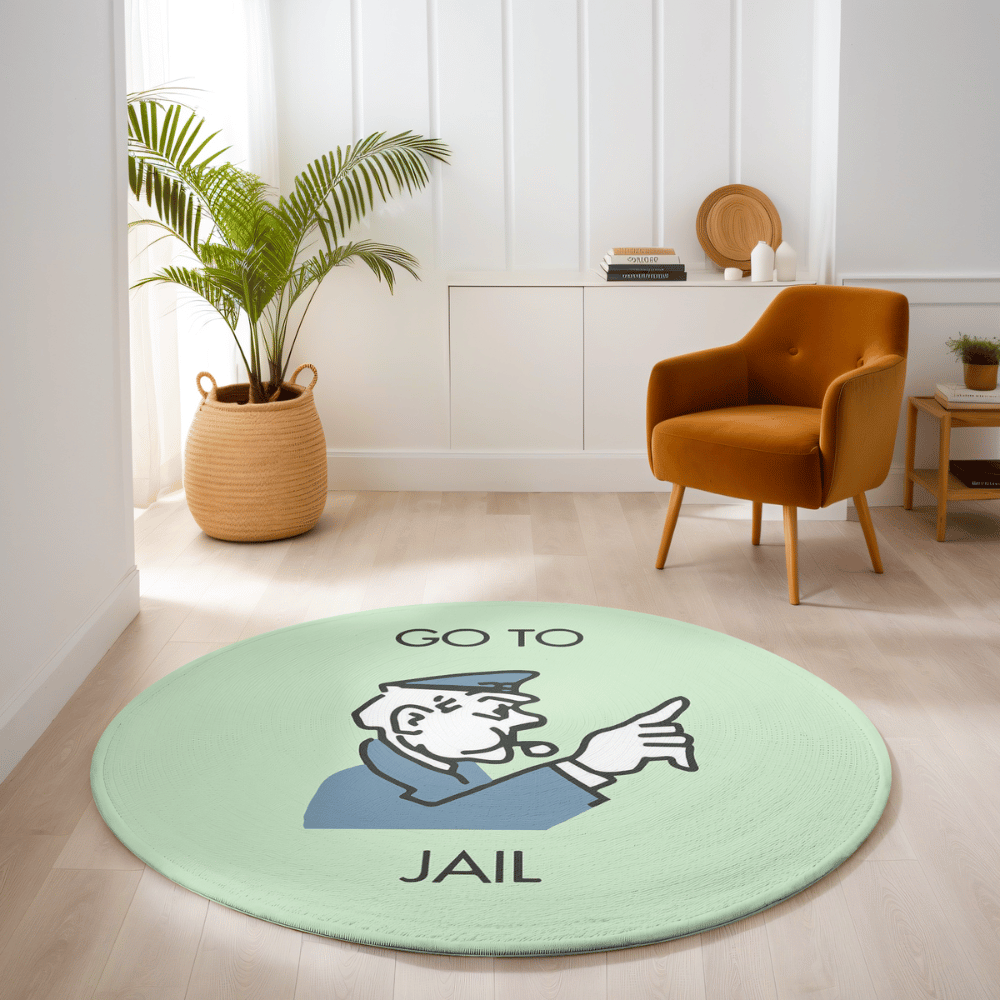 monopoly classic go to jail icon round rug