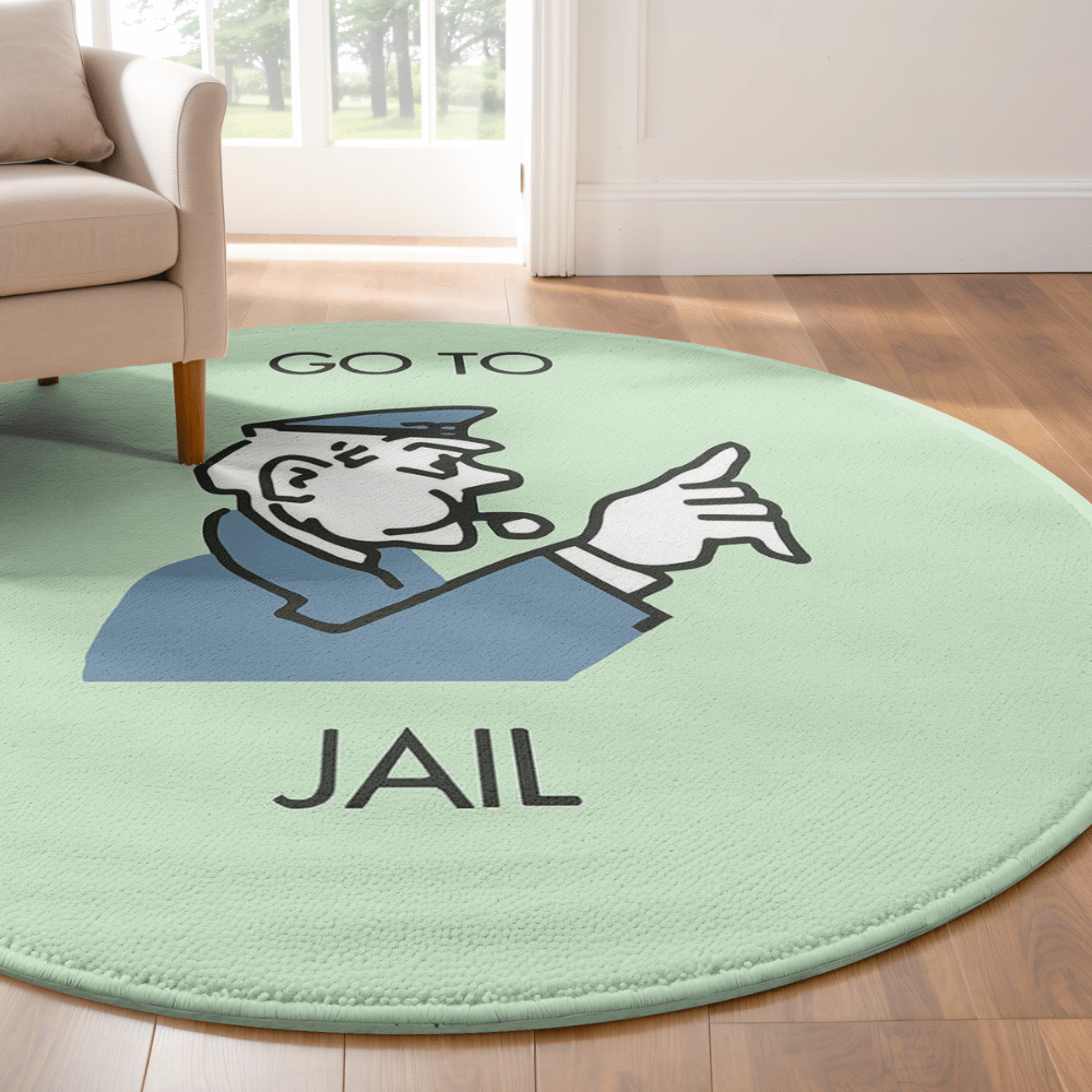 monopoly classic go to jail icon round rug