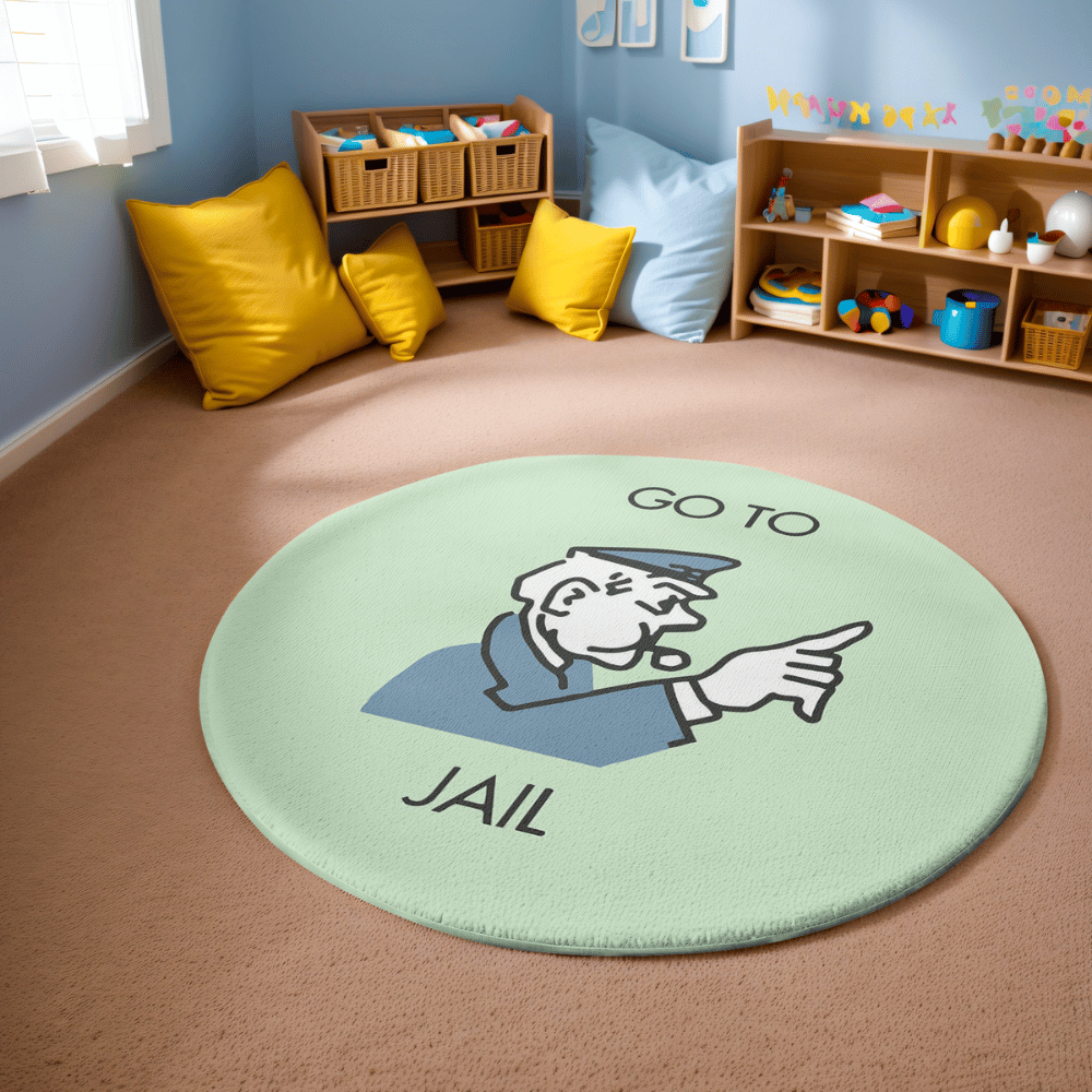 monopoly classic go to jail icon round rug
