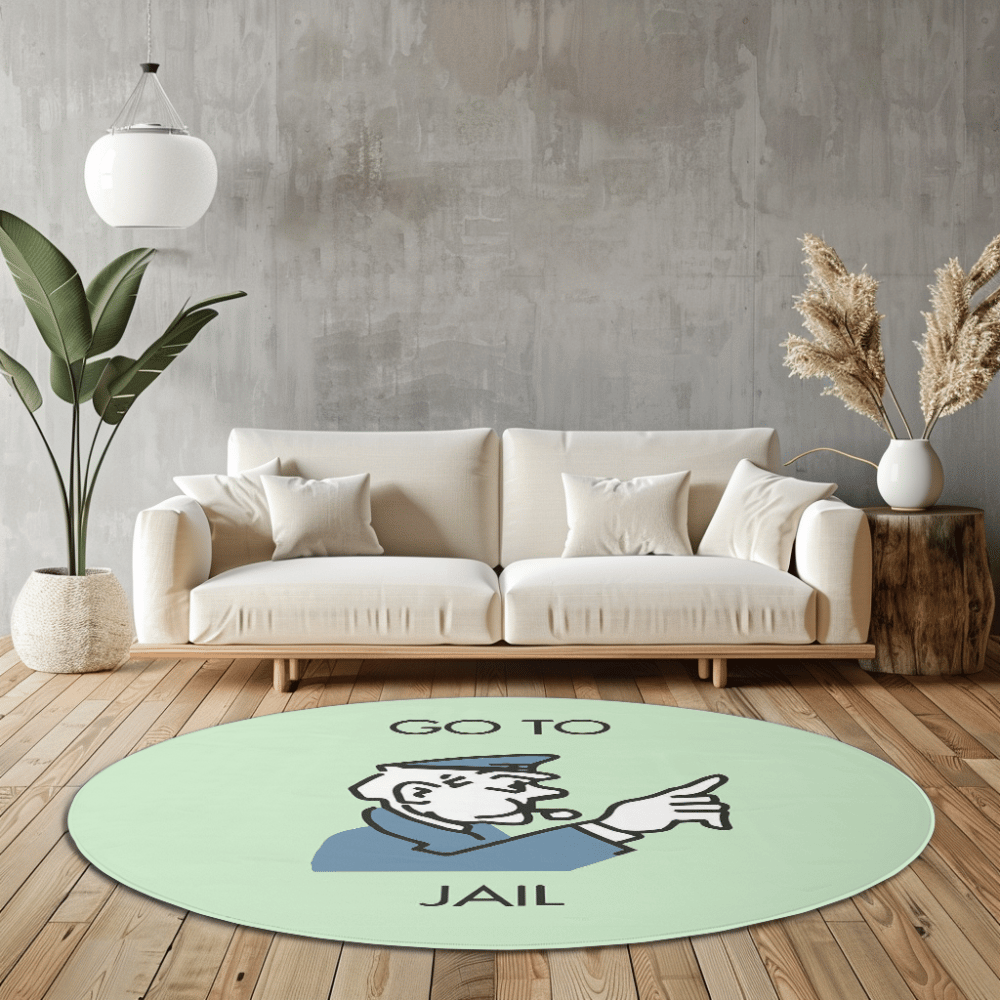 monopoly classic go to jail icon round rug