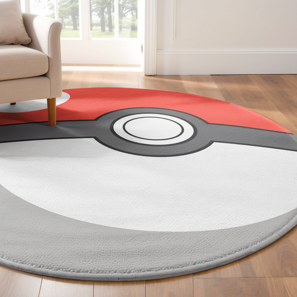 Pokemon Poke Ball Shaped Round Rug