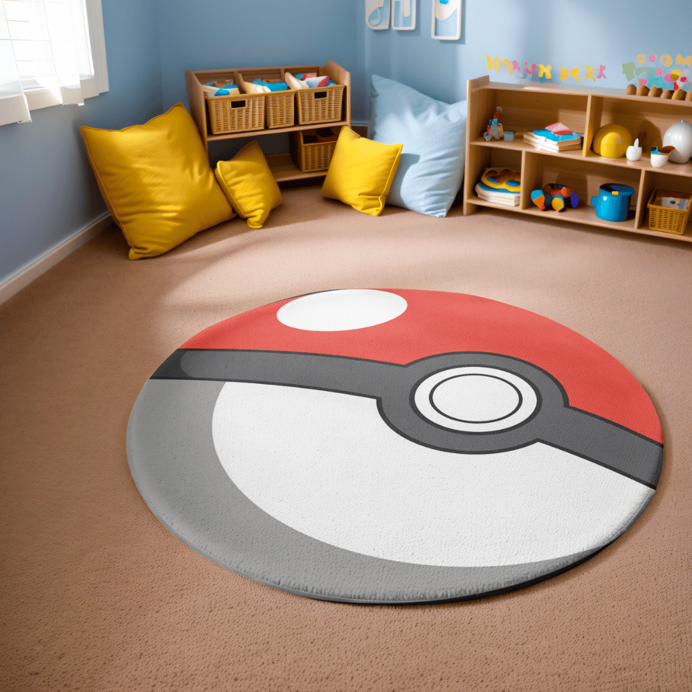 Pokemon Poke Ball Shaped Round Rug