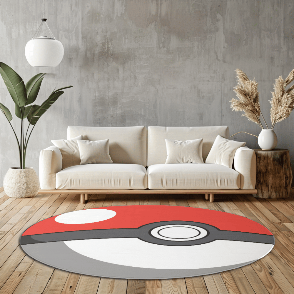 Pokemon Poke Ball Shaped Round Rug