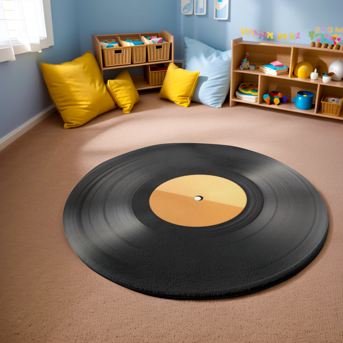 vinyl record disc shaped rug