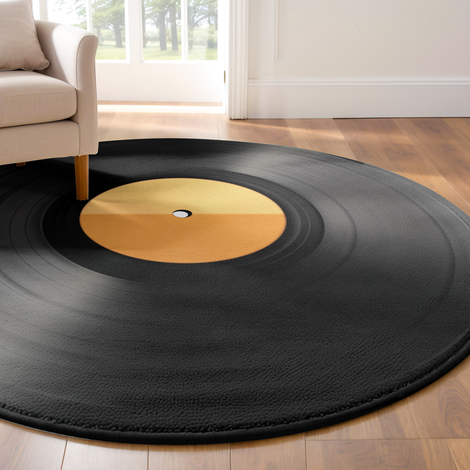 vinyl record disc shaped rug