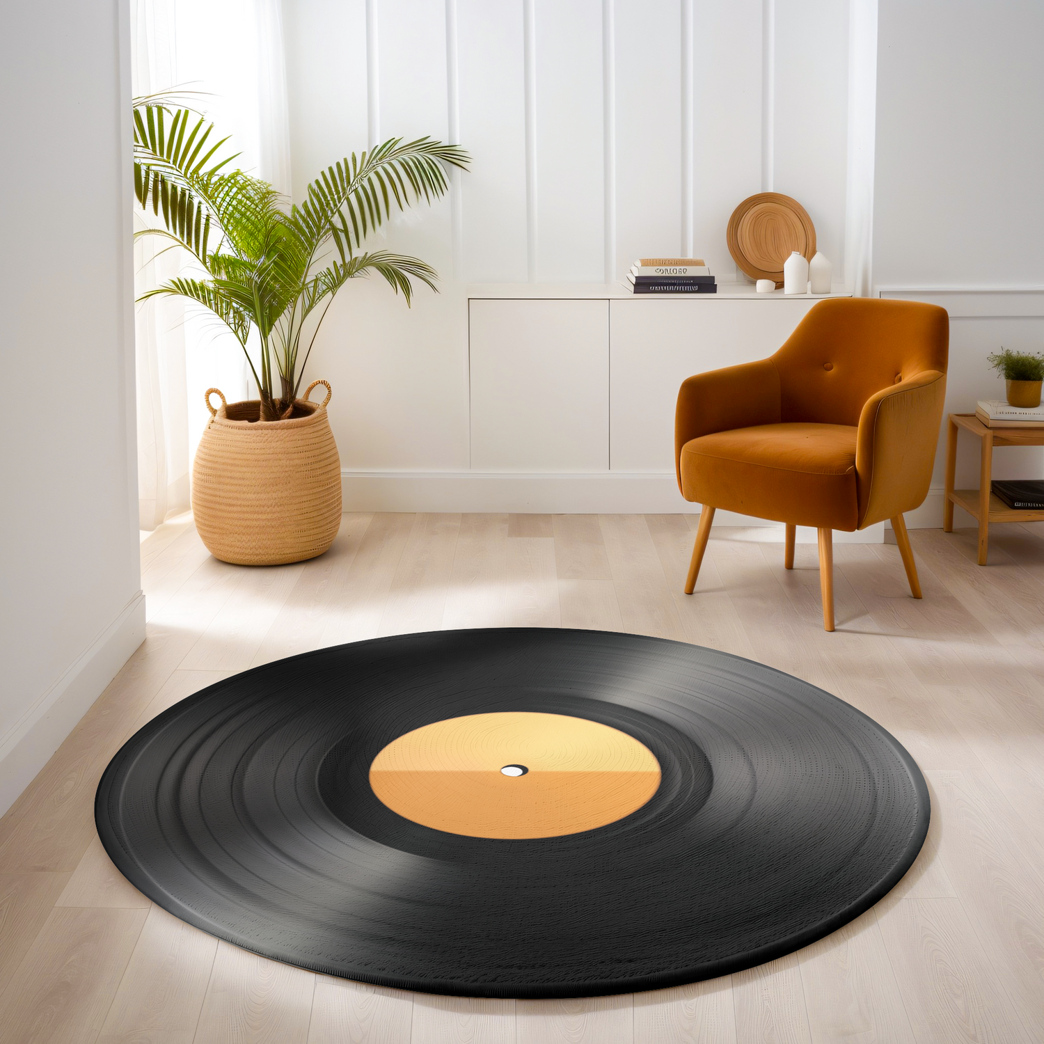 vinyl record disc shaped rug