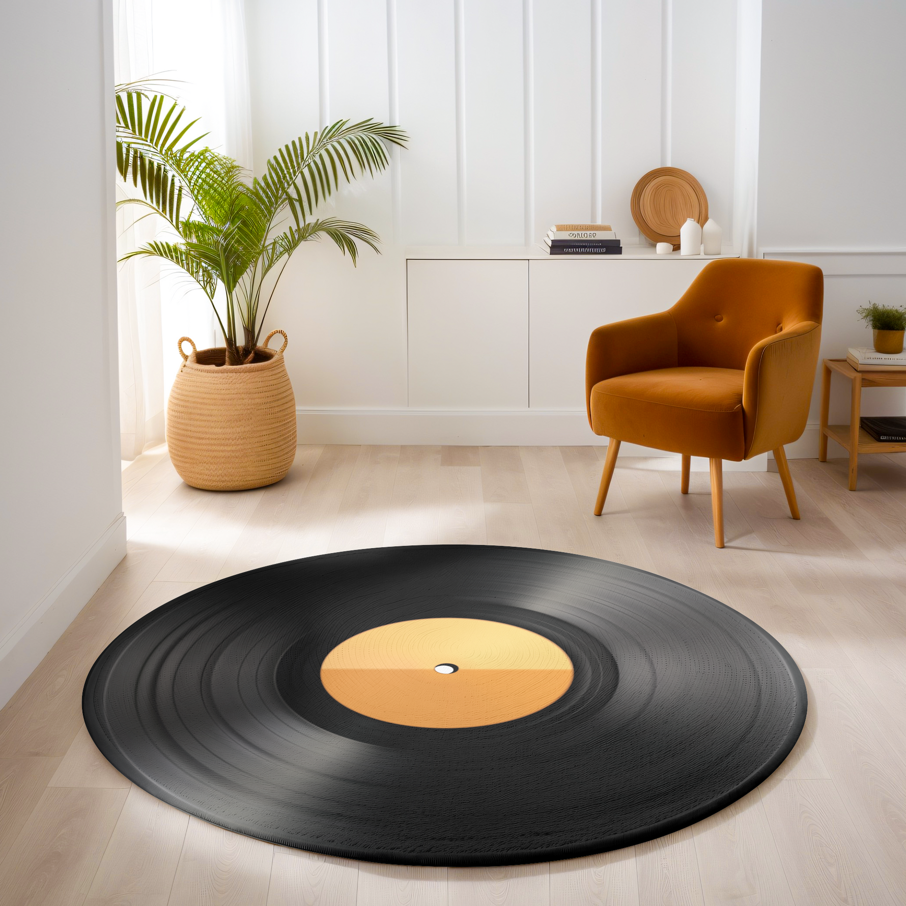 vinyl record disc shaped rug