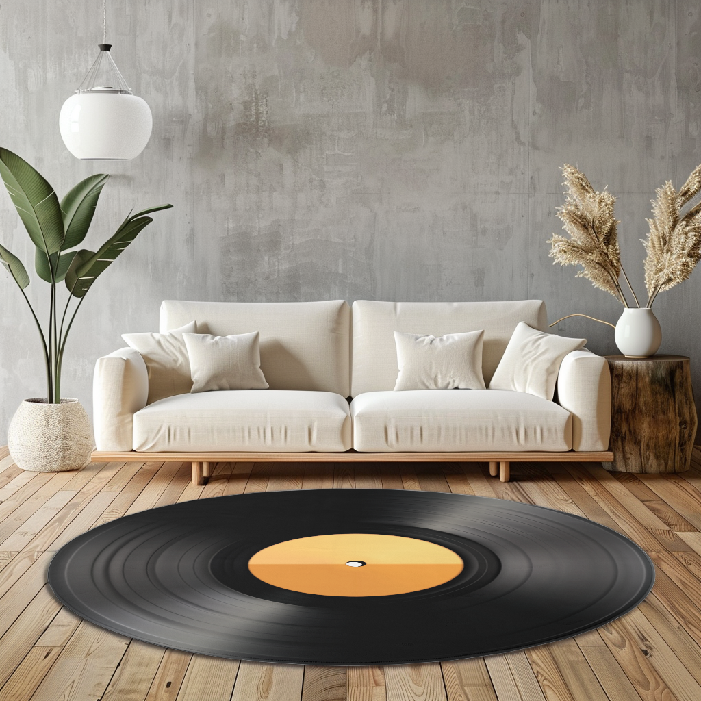 vinyl record disc shaped rug
