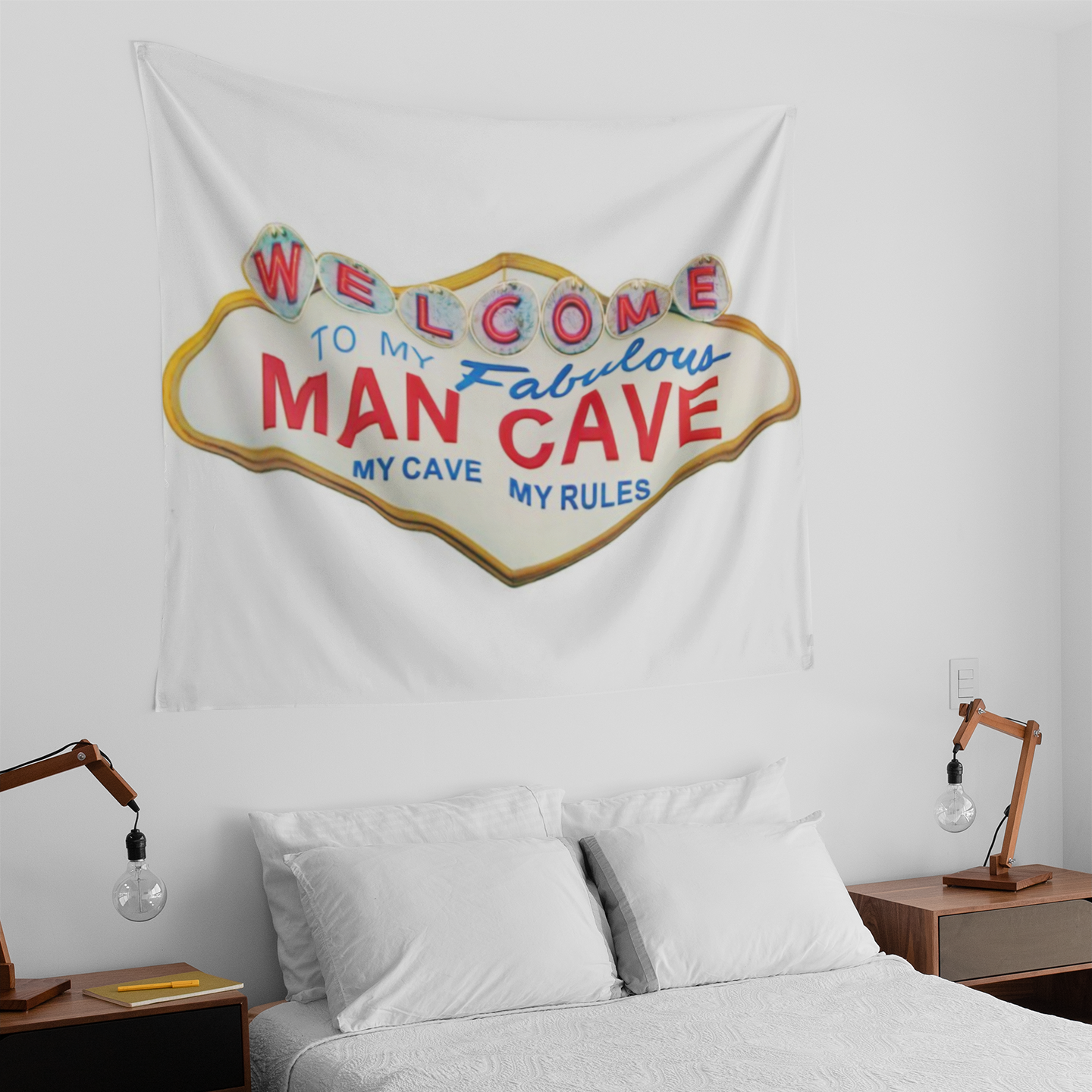 Mancave Welcome Sign Tapestry