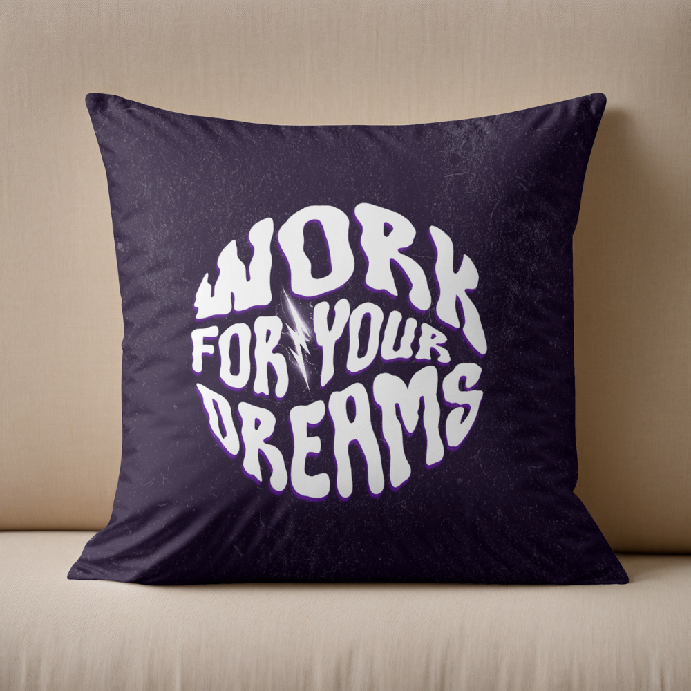 work for your teams cool text cushion purple and white
