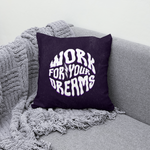 work for your teams cool text cushion purple and white