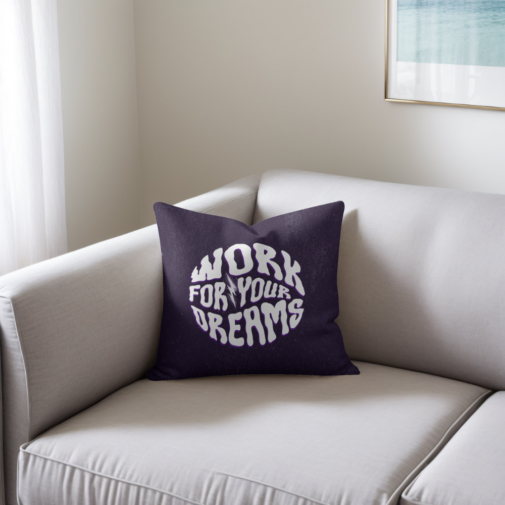 work for your teams cool text cushion purple and white
