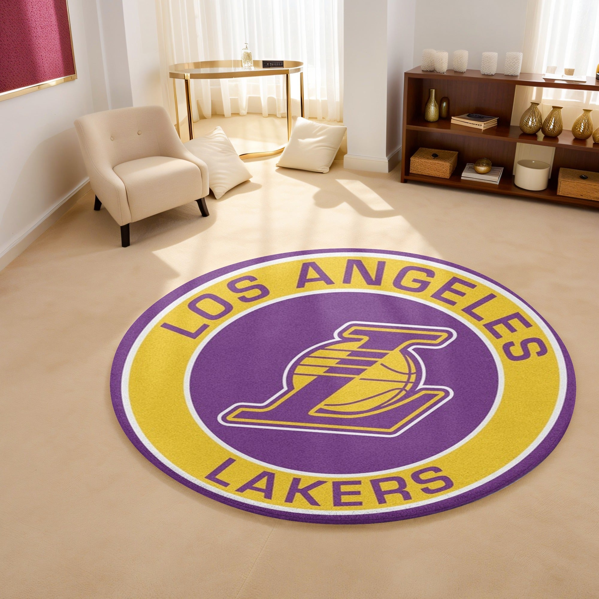 LA Lakers Round/Circular Rug/Carpet/Mat