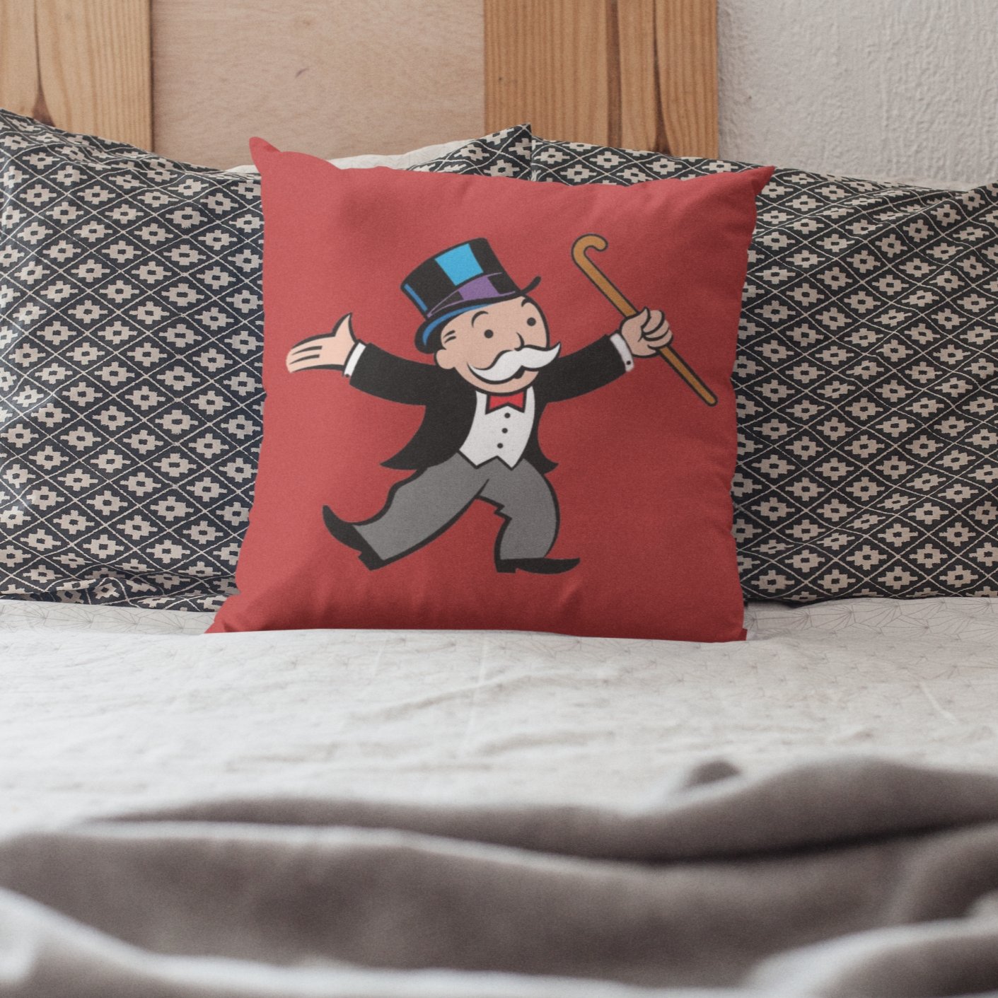 monopoly man rich uncle pennybags cushion pillow