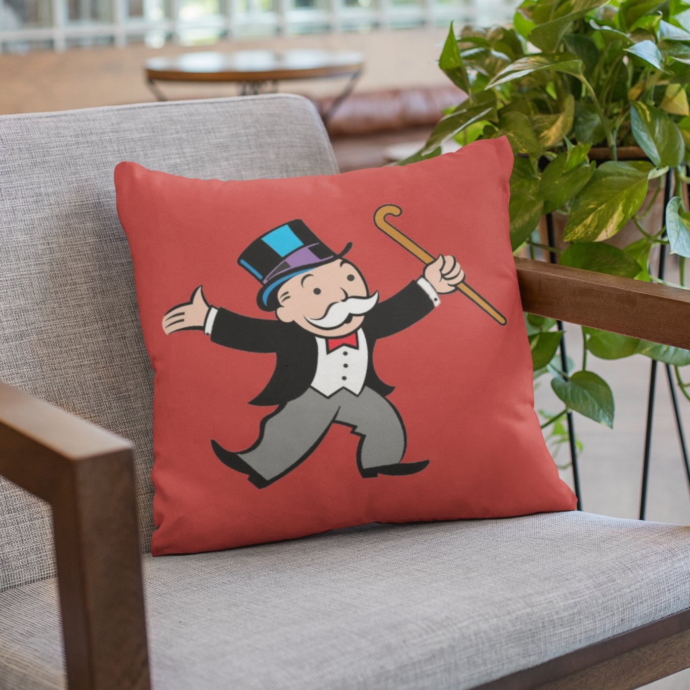 monopoly man rich uncle pennybags cushion pillow